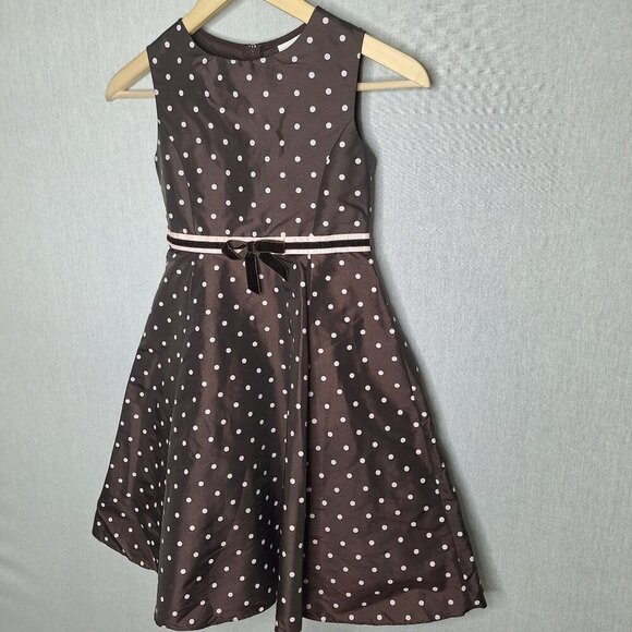 💙 Rare Editions Girls Full Skirt Polkadot Midi Dress Size 8 Preppy Coquette For - Picture 3 of 10